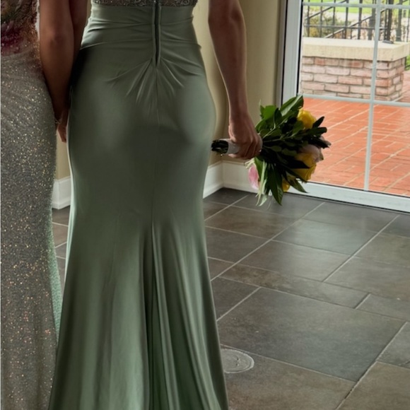 B Darlin Light Green and White Prom Dresses - Picture 3 of 5